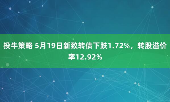 投牛策略 5月19日新致转债下跌1.72%，转股溢价率12.92%