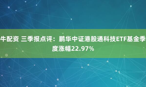 牛配资 三季报点评：鹏华中证港股通科技ETF基金季度涨幅22.97%