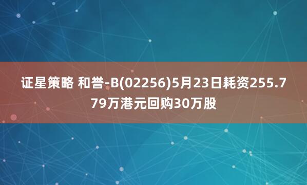 证星策略 和誉-B(02256)5月23日耗资255.779万港元回购30万股